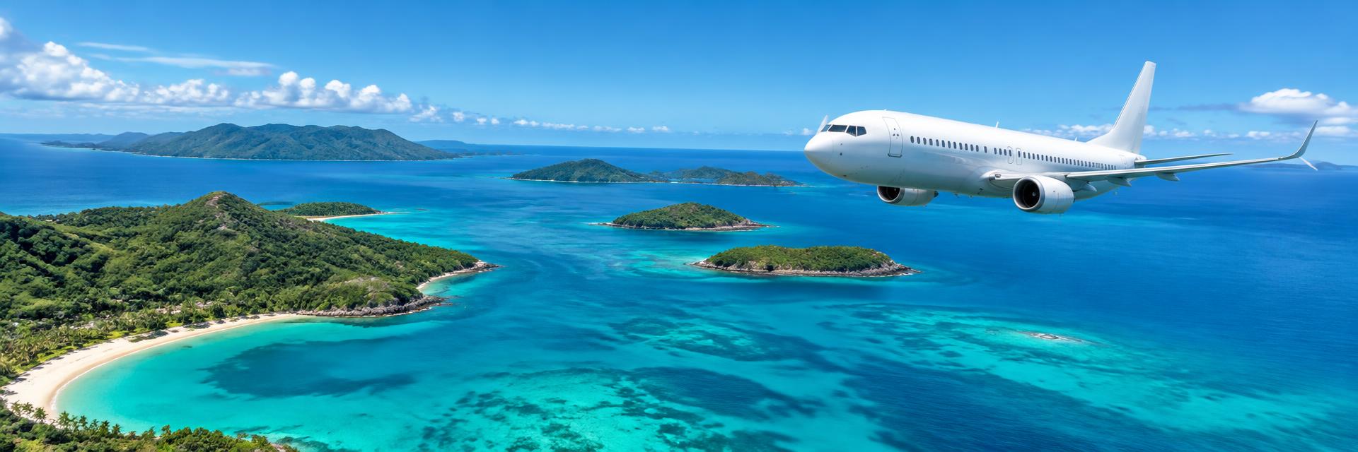 Viagem de avião pelas ilhas do Caribe